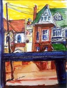 Painting of houses viewed from AGO Galleria by Jeffrey Ludlow